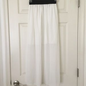 White chiffon maxi skirt